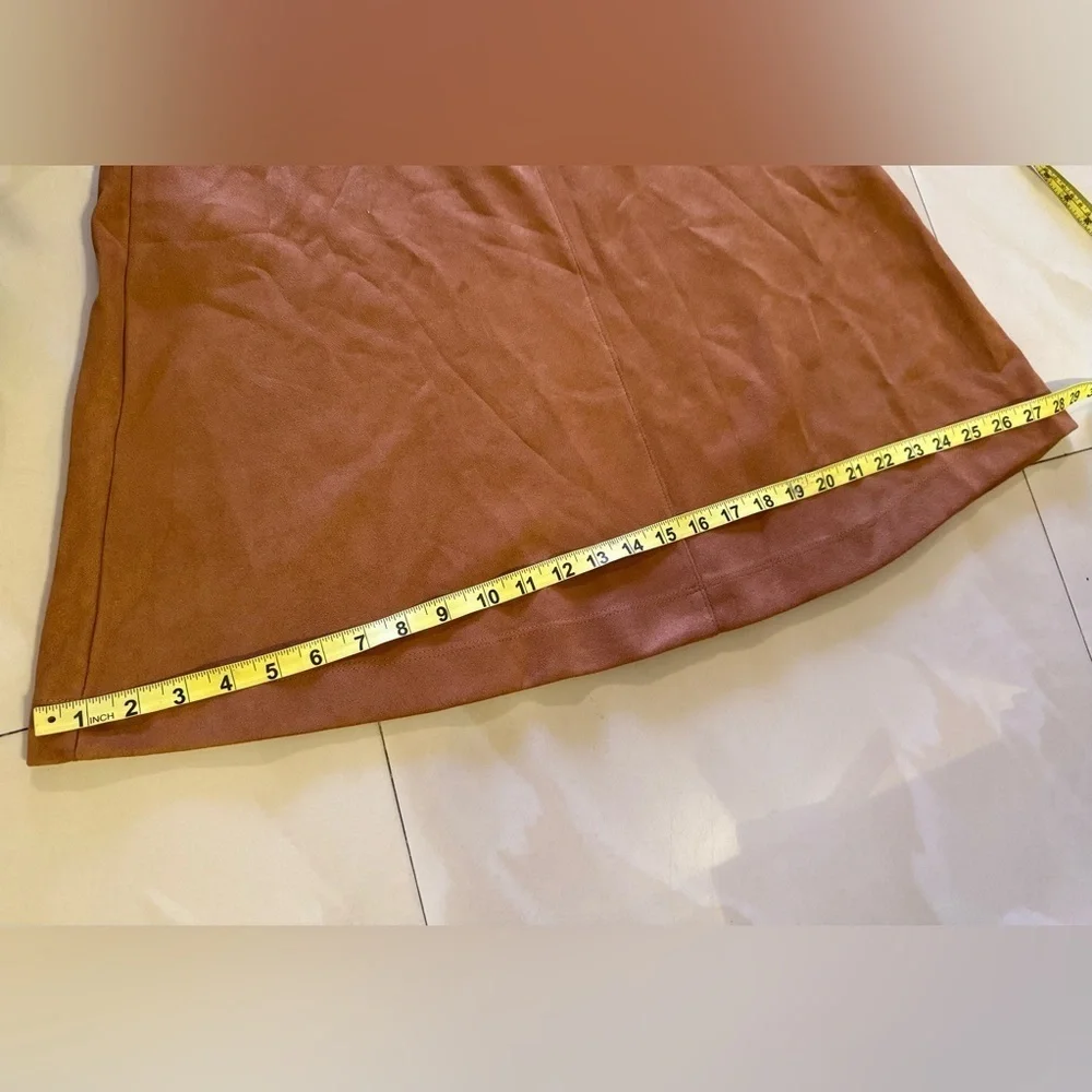 Girls Faux Suede kid chick Skirt brown zipper winter zipper 18 Y winter